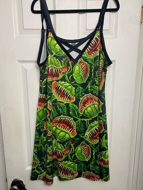 ***SOLD***Venus Fly Trap Print Strappy Slip Dress